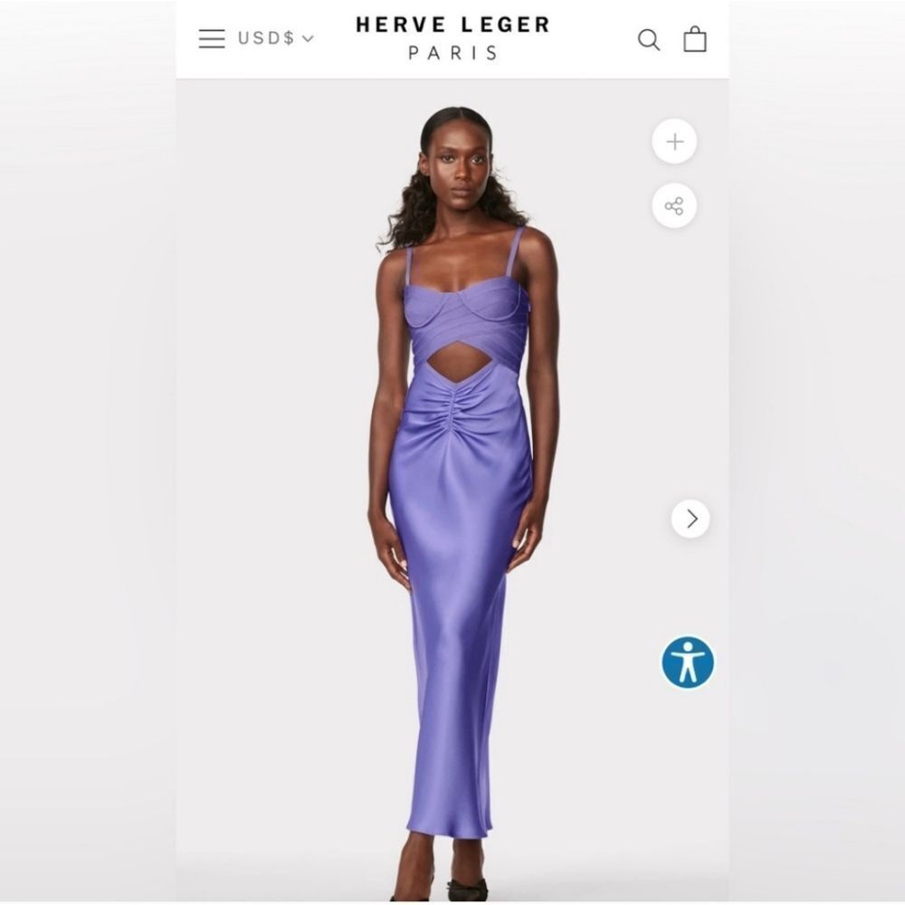 NWT Herve Leger Purple Cutout Dress Size 6 - Picture 2 of 9